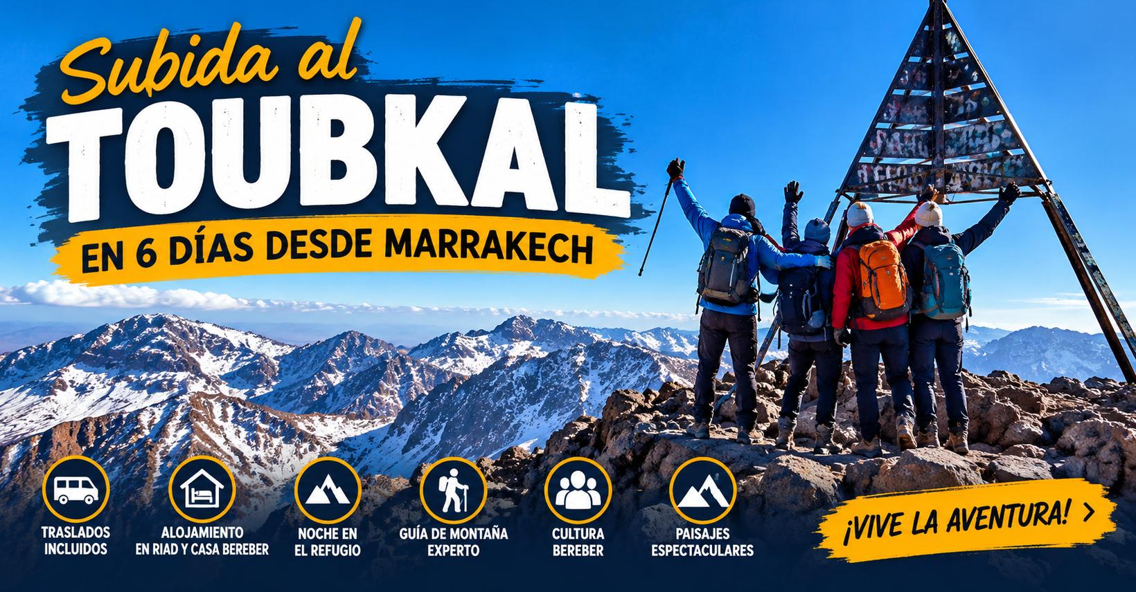 Subida al Toubkal de 4.167 metros en 6 días desde Marrakech con Trekking Toubkal.