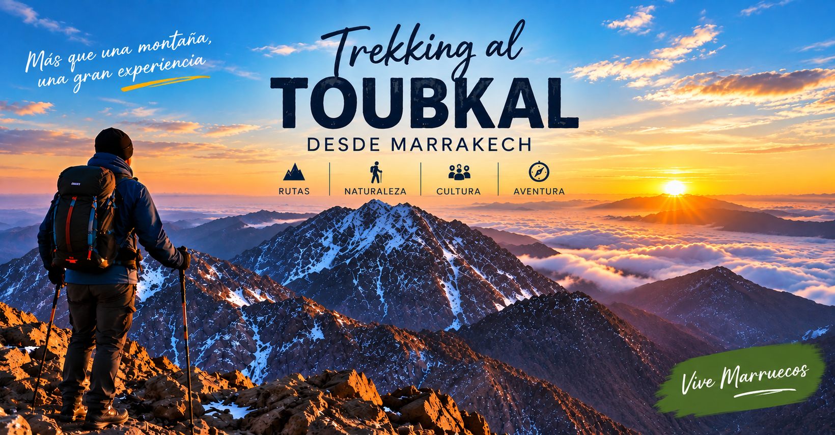 Trekking al Toubkal desde Marrakech con vistas al Alto Atlas
